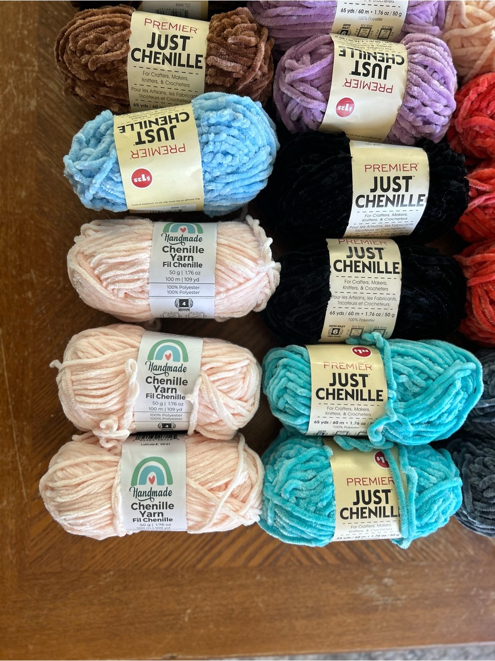 Premier Just Chenille Yarn - Teal, Coral, Black, Gray, Lavender, Peach - Picture 4 of 5